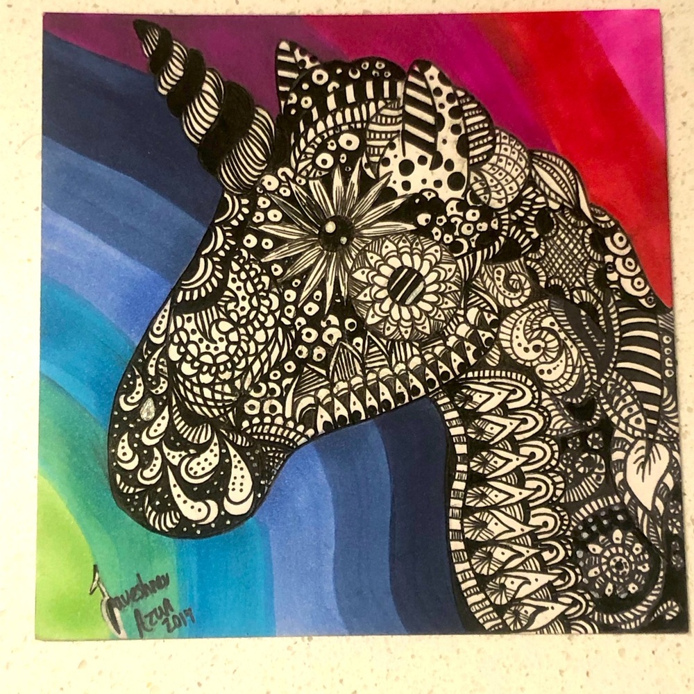 Silhouette Unicorn 🦄 Fantasy Collection 6” x 6” Handmade Original Art